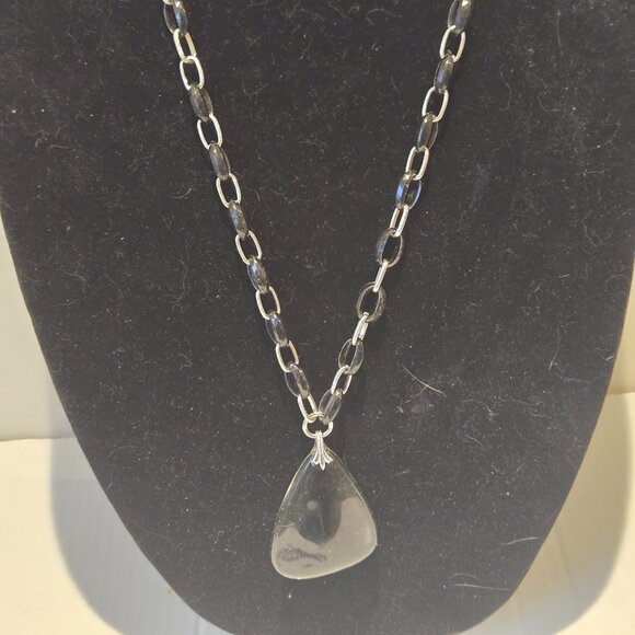 Vintage Trifari Black & Clear Lucite Pendant - Picture 5 of 5